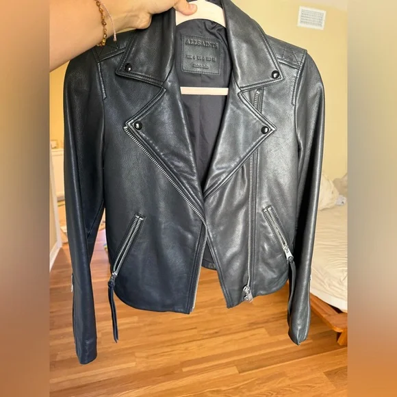 All Saints Black Leather Jacket - Picture 2 of 5